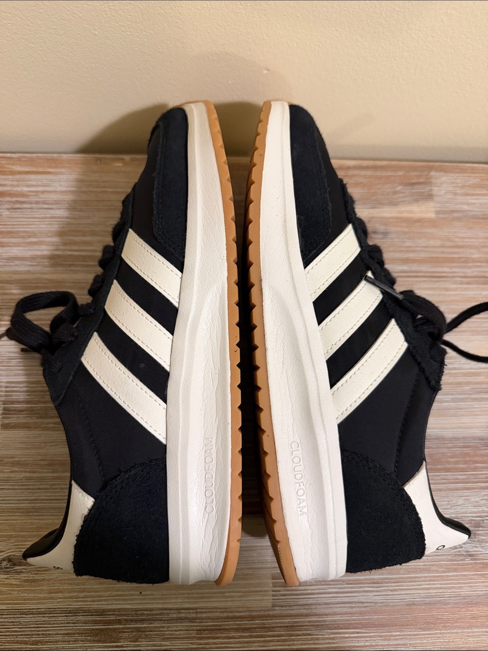adidas Run 70s 2.0 Black and White Cloudfoam Retro Sneakers - Picture 6 of 8